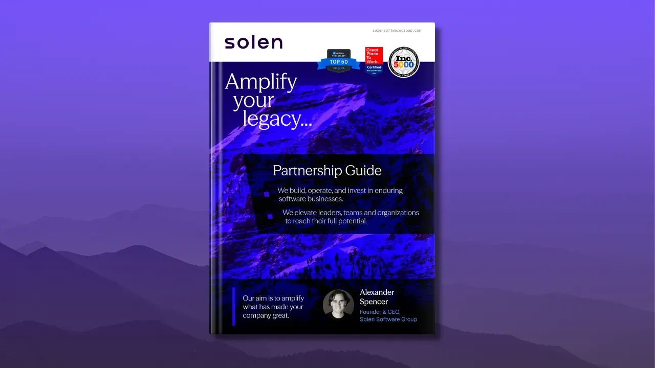 Book cover with Solen branding